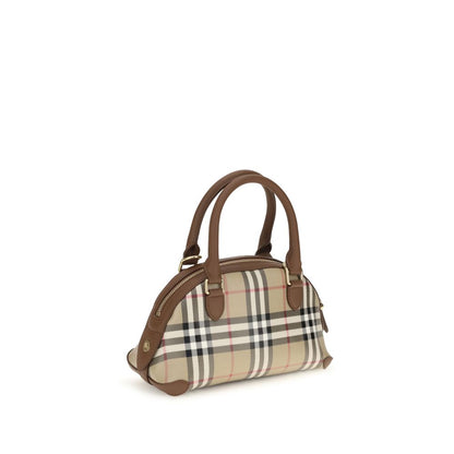 Mini Handbag by Burberry for women in leather & canvas beige, brown, gold, patterned & signature presents a ornamental silhouette, showcasing a secure zipper, ample , and versatile shoulder-strap, handle, adjustable-strap & detachable-strap for a ornamental finish.