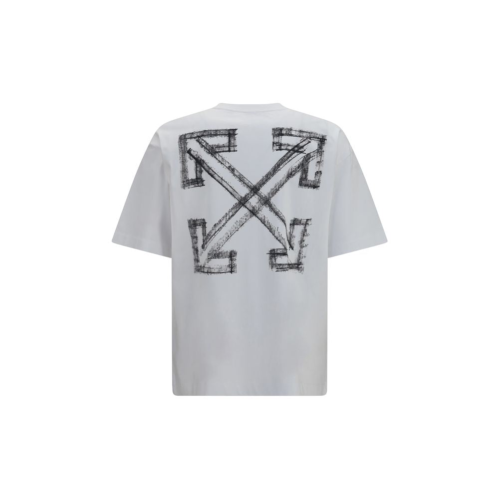 Activewear T-Shirt by Off-White for men in cotton white & print features a dynamic silhouette with and crew neckline enhanced by functional .