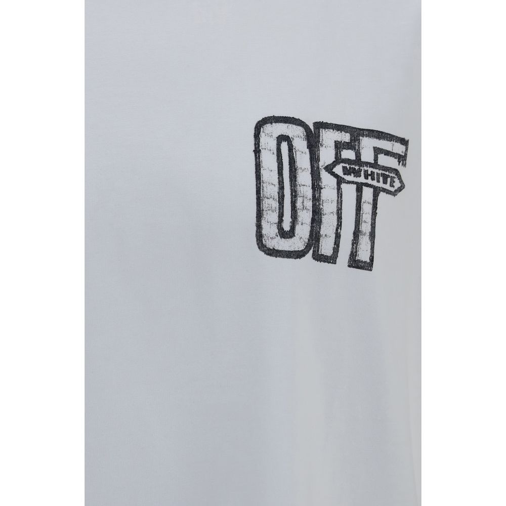 Activewear T-Shirt by Off-White for men in cotton white & print presents a kinetic silhouette, showcasing the kinetic and crew neckline alongside functional for a premium, athletic look.