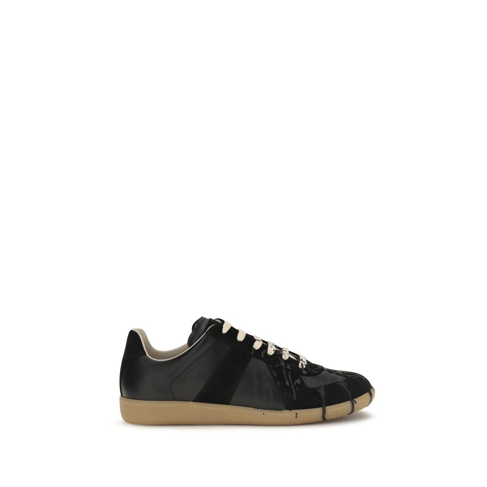 Athletic Sneakers by Maison Margiela for men in bos taurus calf suede leather black & signature features an timeless silhouette from the Men's Athletic Bos Taurus Calf Suede Leather Sneakers collection, showcasing a timeless athletic style for a timeless look.