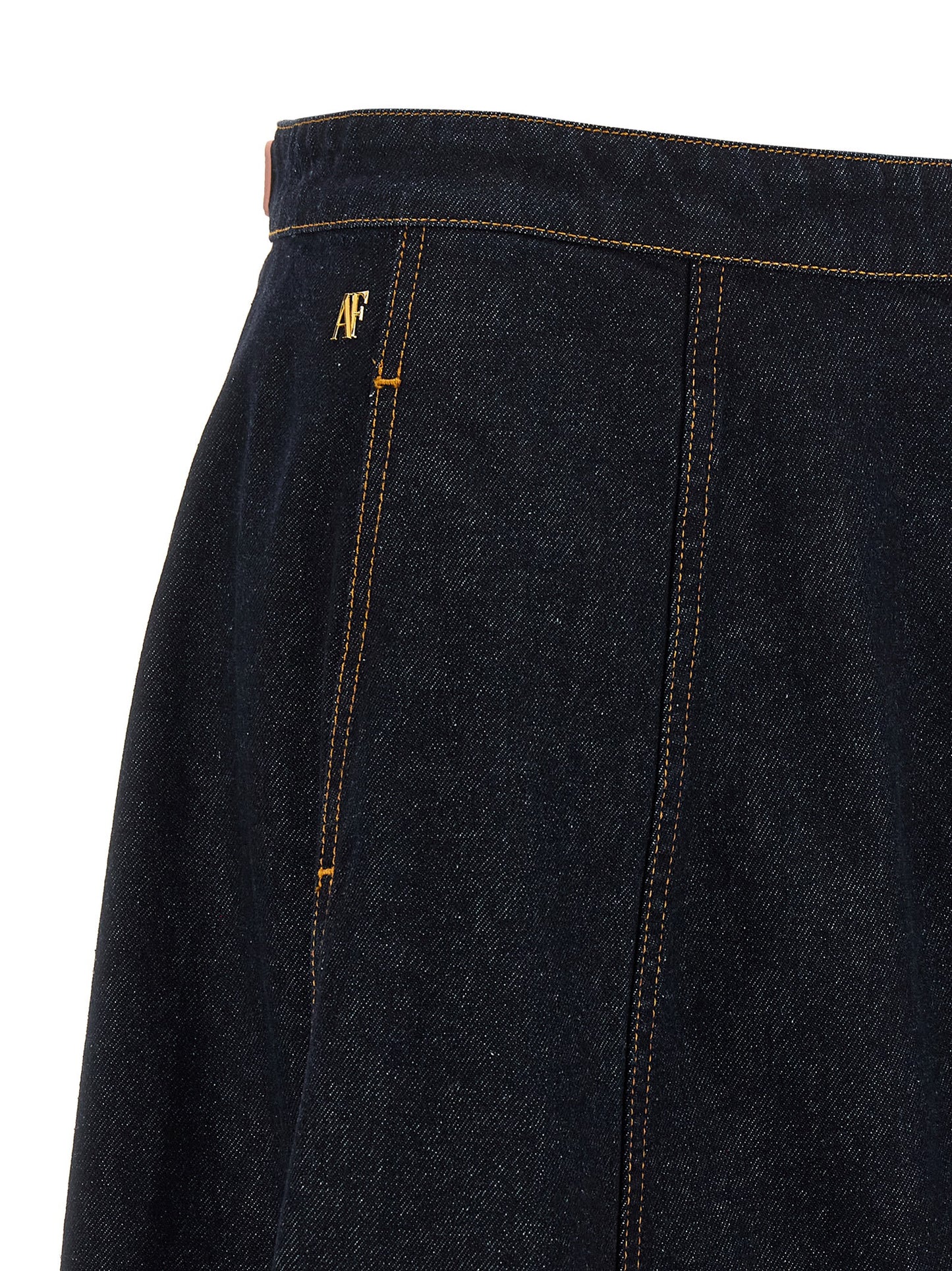 Skirt by Alberta Ferretti for women in denim cotton & acrylic fiber blue features a sublime silhouette, showcasing the sublime design of the Women's Denim Flared Cotton & Acrylic Fiber Maxi Mini Skirt in a sophisticated maxi mini.