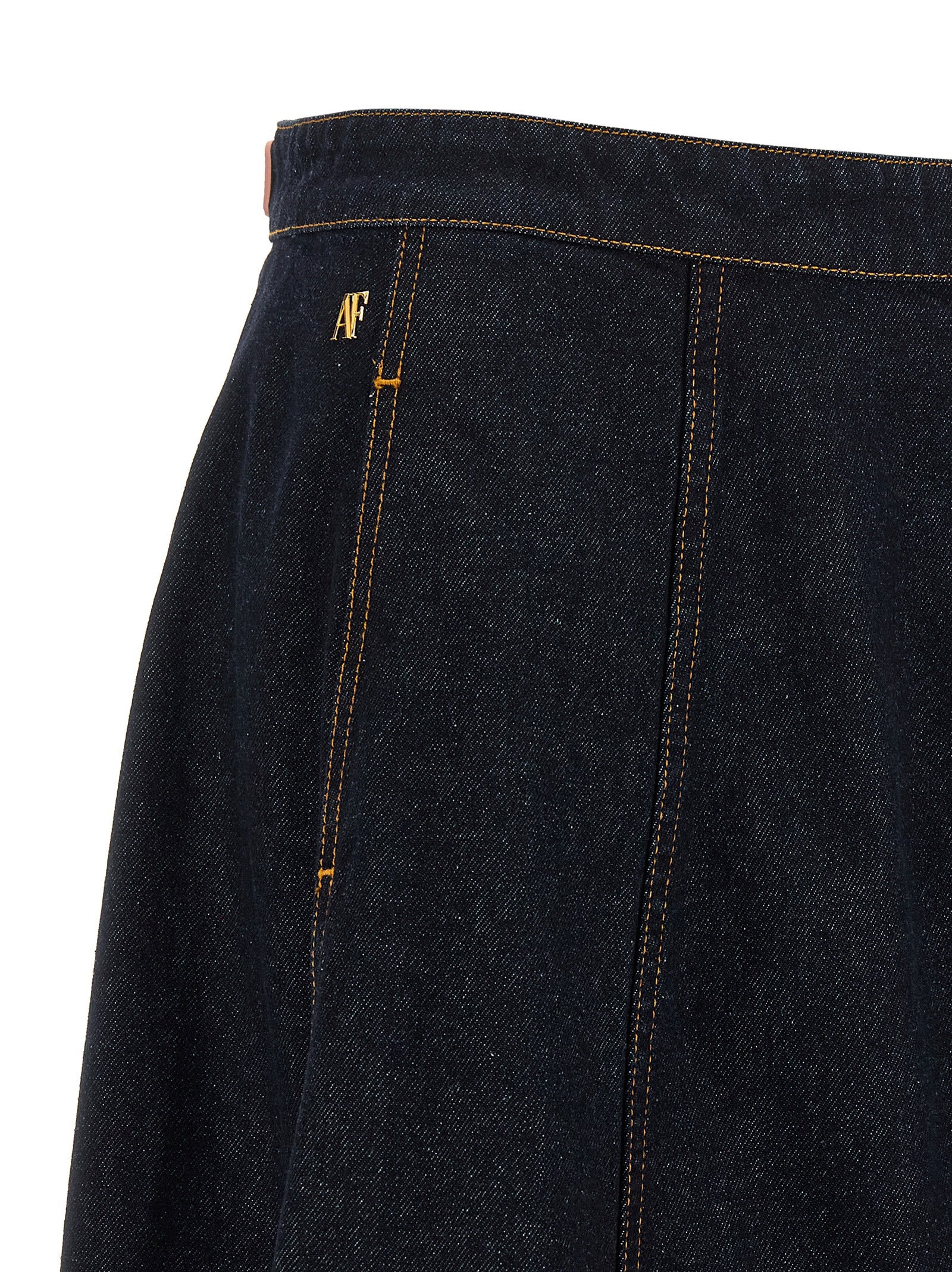 Skirt by Alberta Ferretti for women in denim cotton & acrylic fiber blue features a sublime silhouette, showcasing the sublime design of the Women's Denim Flared Cotton & Acrylic Fiber Maxi Mini Skirt in a sophisticated maxi mini.