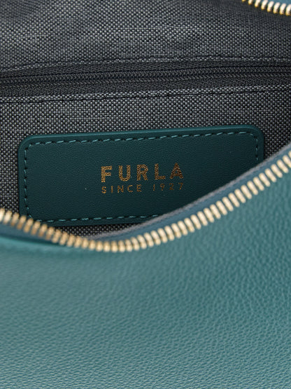 Shoulder Hobo Bag by Furla for women in calfskin leather bicolour, gold & green features a effortless chic silhouette with a secure zipper, ample , and versatile shoulder-strap, adjustable-strap & handle for a effortless chic finish.