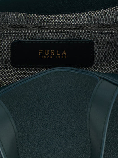 Tote Bag by Furla for women in calfskin leather & cotton bicolour, gold, green & teal features an jet-setting Goccia Calfskin Leather & Cotton Tote Bag design with a secure zipper, jet-setting , and versatile handle & adjustable-strap for a jet-setting look.