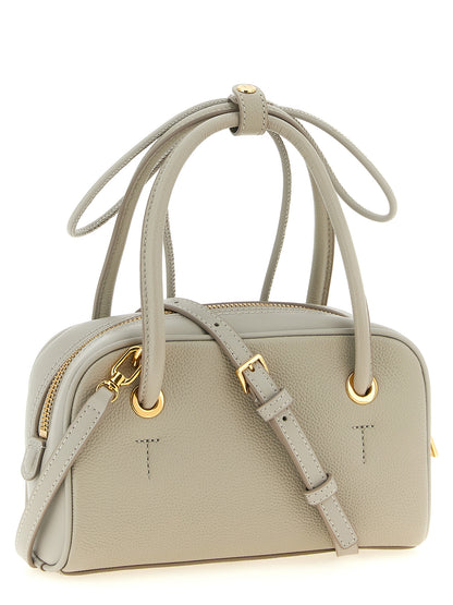 Dome Handbag by Furla for women in calfskin leather gray & gold features a refined silhouette, showcasing a secure zipper, organized , and versatile shoulder-strap, detachable-strap & handle for a refined finish.