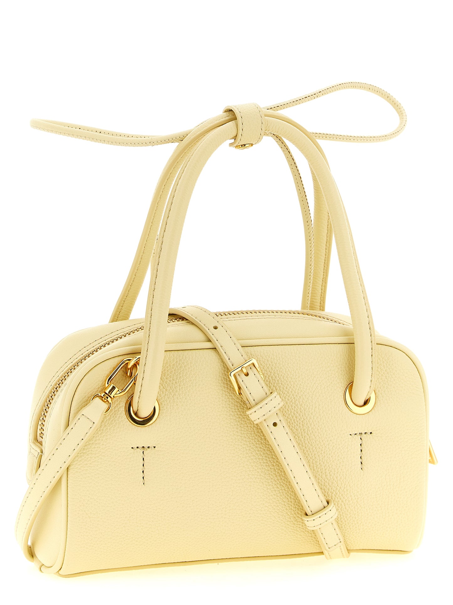 Mini Handbag by Furla for women in calfskin leather bicolour, gold & yellow features an refined silhouette, showcasing a secure , ample , and versatile shoulder-strap & handle for a sophisticated refined aesthetic.