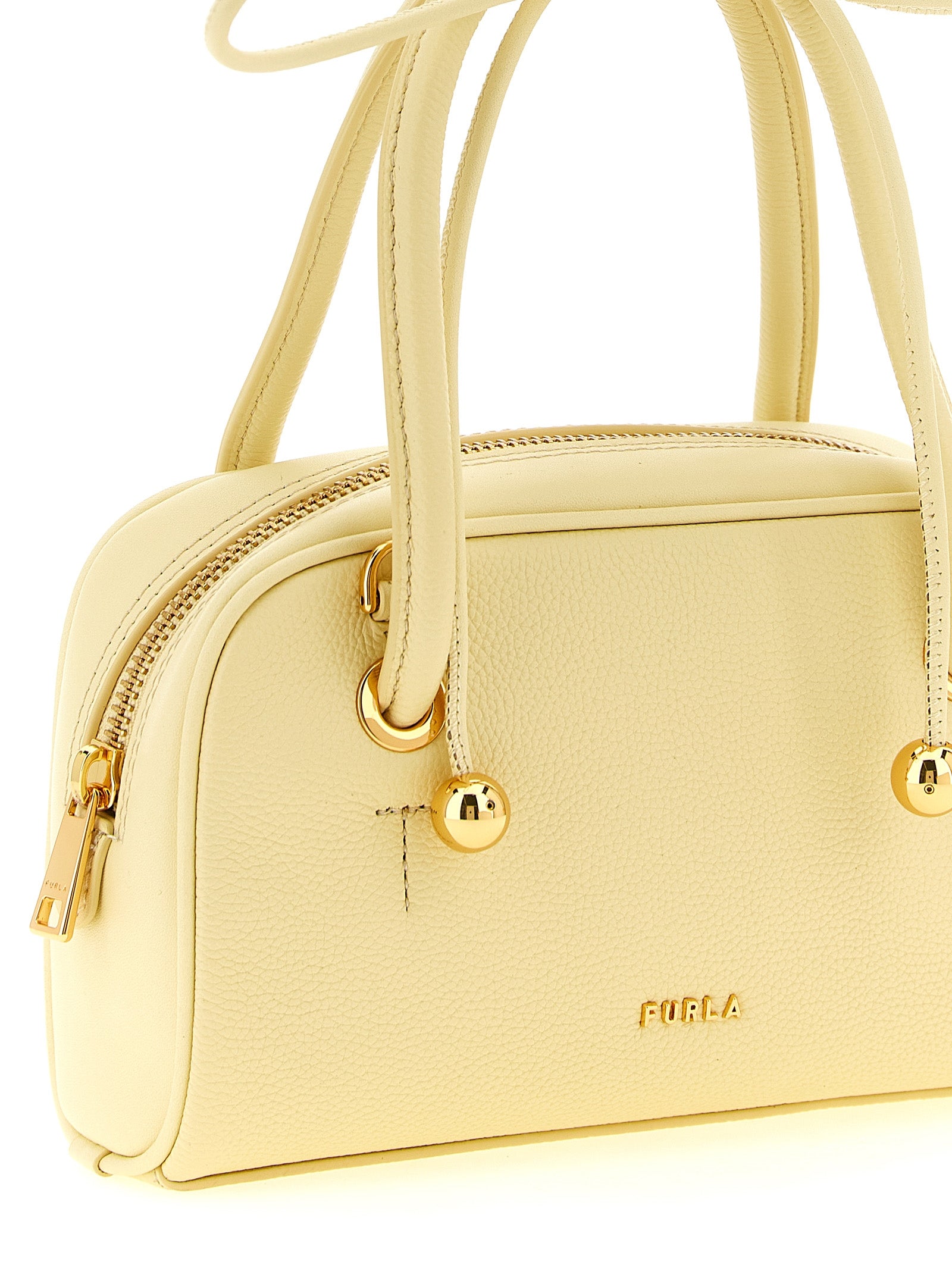 Mini Handbag by Furla for women in calfskin leather bicolour, gold & yellow features a exquisite silhouette, showcasing a secure and exquisite with versatile shoulder-strap & handle for a exquisite finish.