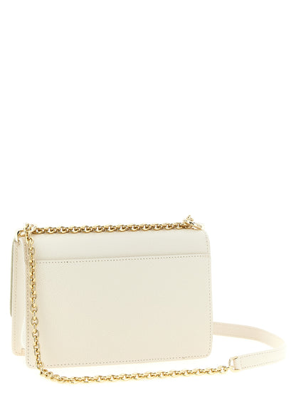 Mini 2-in-1 Shoulder & Crossbody Handbag by Furla for women in calfskin leather gold & white features an versatile silhouette, showcasing a secure turn-lock and versatile with versatile crossbody-strap & shoulder-strap for a versatile finish.
