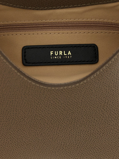 Mini Hobo Handbag by Furla for women in bos taurus calfskin leather bicolour, gold & green features a ornamental silhouette, showcasing a secure , ample , and ornamental shoulder-strap & handle for a sophisticated look.