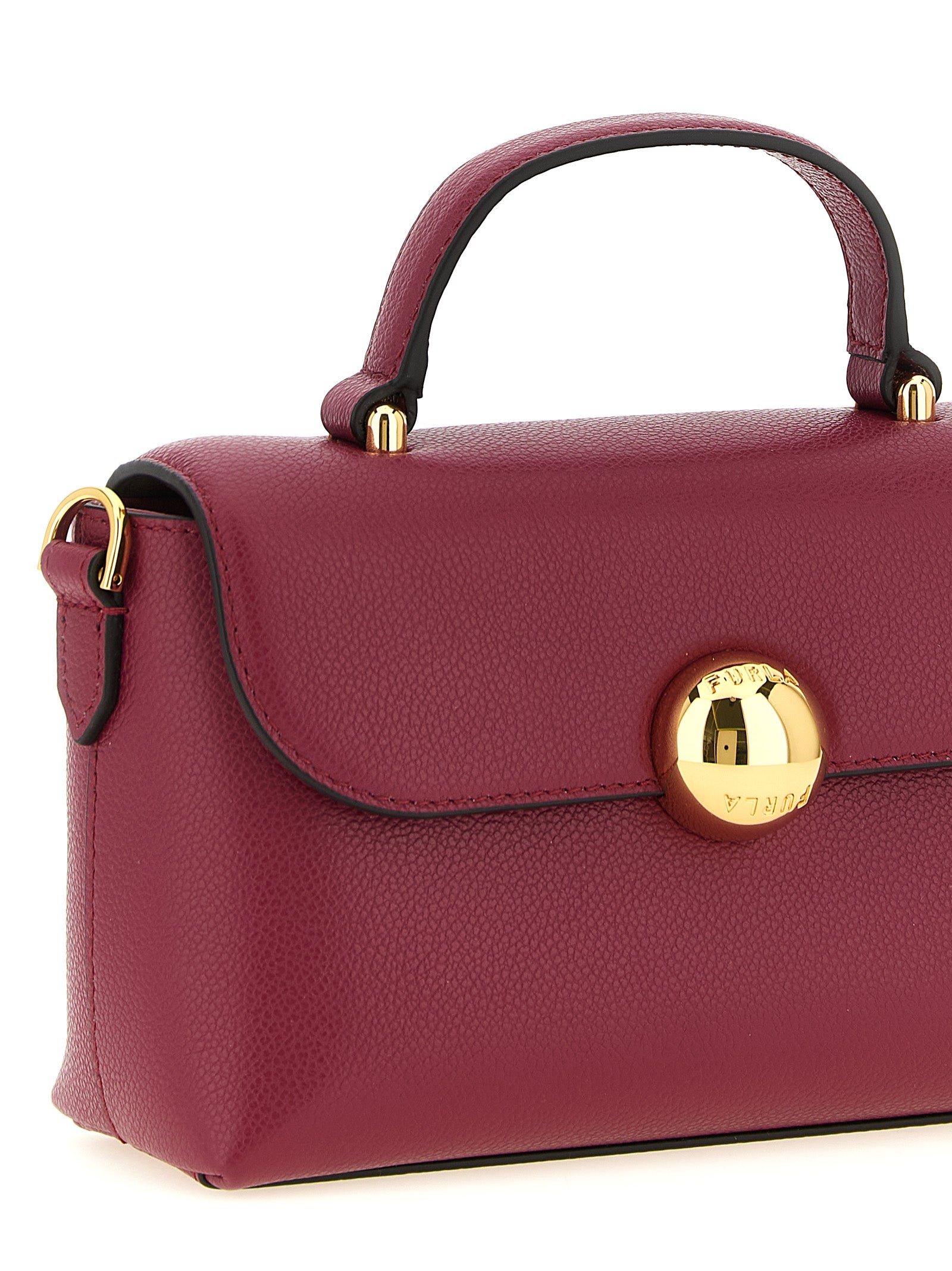 Flap Handbag by Furla for women in bos taurus calfskin leather burgundy, multicolor & red features a signature silhouette, showcasing a secure flap & magnetic and signature with versatile shoulder-strap, handle & adjustable-strap for a sophisticated look.