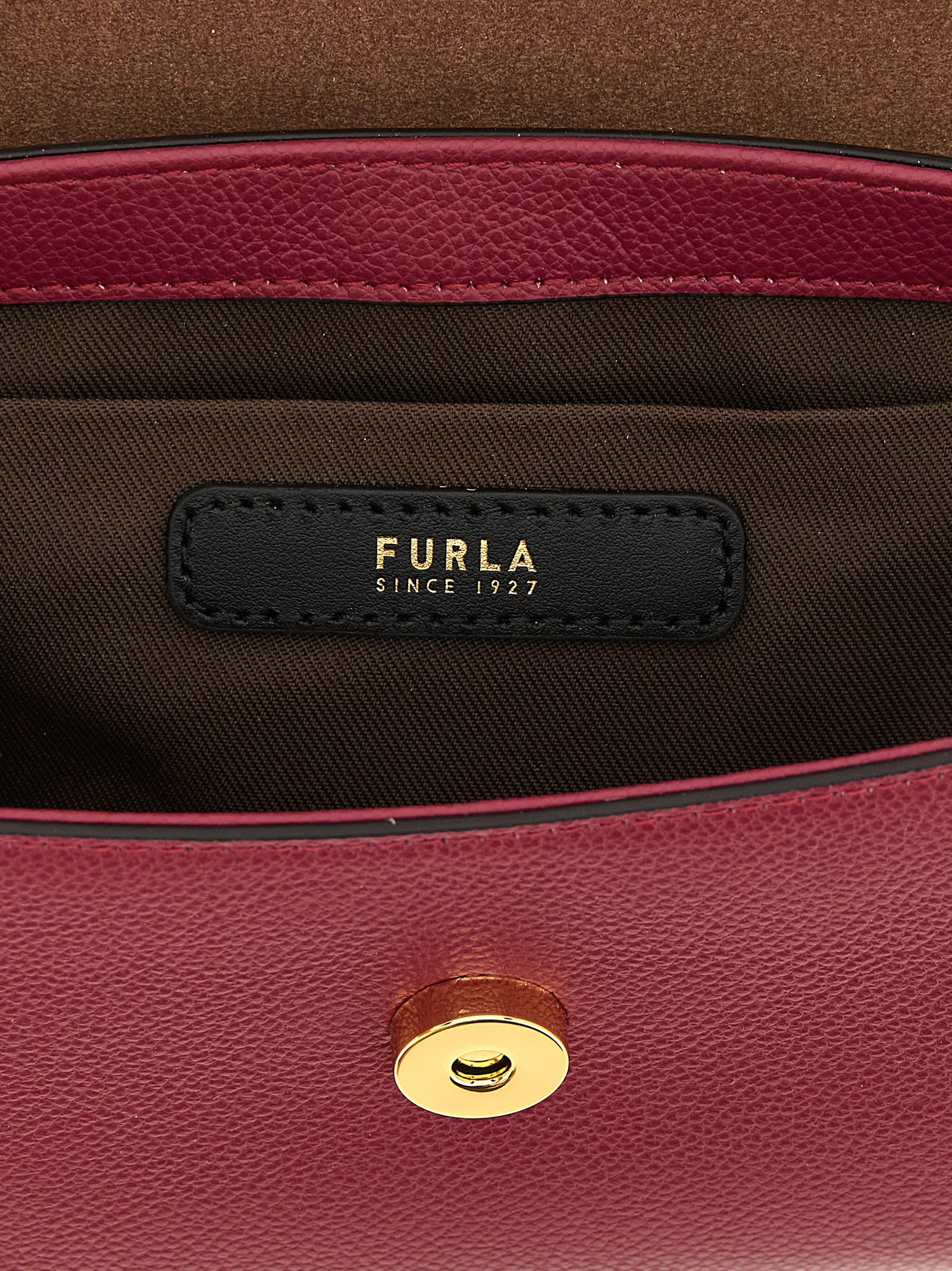 Flap Handbag by Furla for women in bos taurus calfskin leather burgundy, multicolor & red presents a ornamental silhouette, showcasing a secure flap & magnetic, ample , and versatile shoulder-strap, handle & adjustable-strap for a ornamental finish.