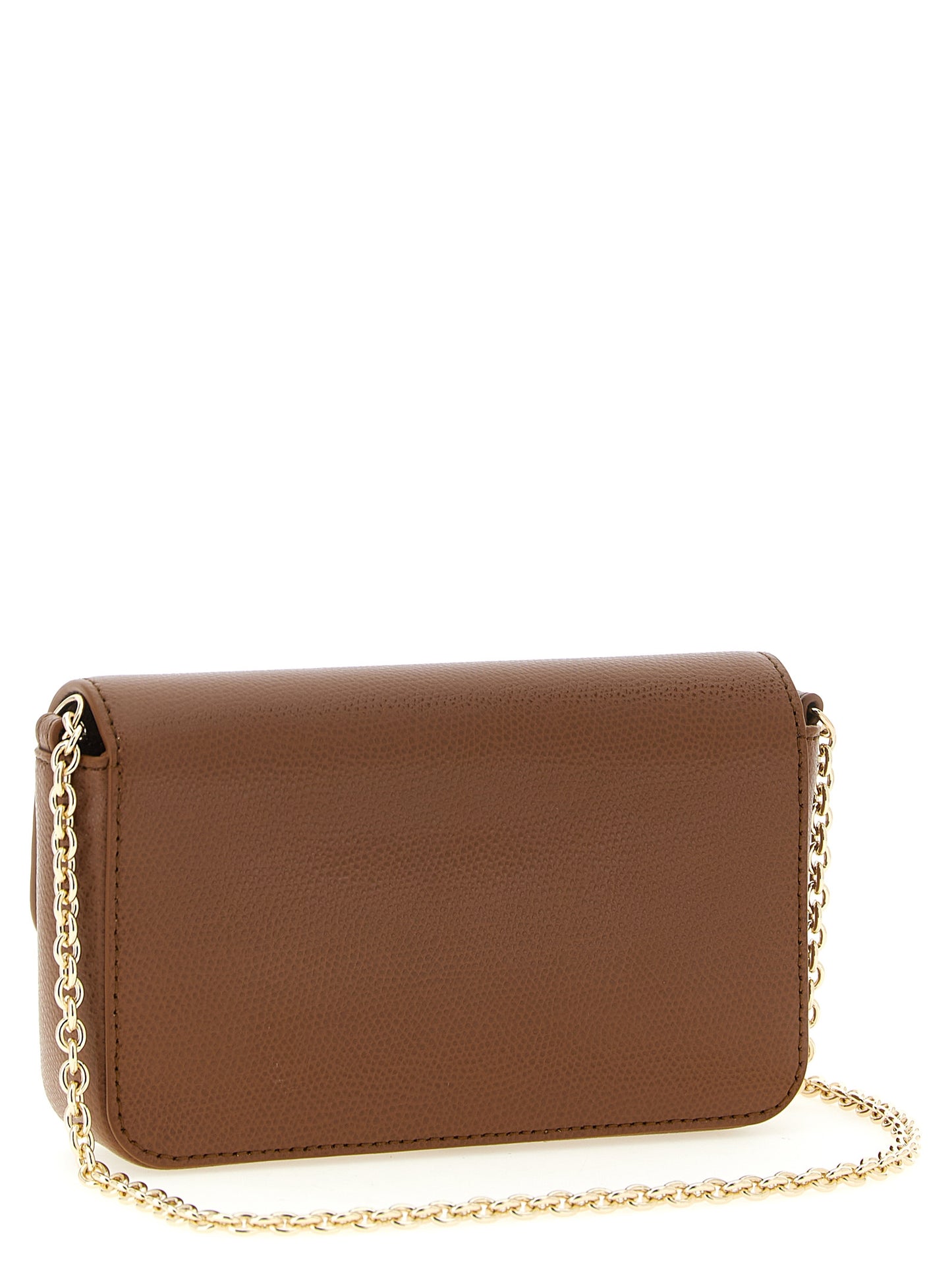 Mini Crossbody Handbag by Furla for women in calfskin leather brown, gold & signature features a multifaceted silhouette, showcasing a secure turn-lock and multifaceted with versatile crossbody-strap & shoulder-strap for multifaceted style.