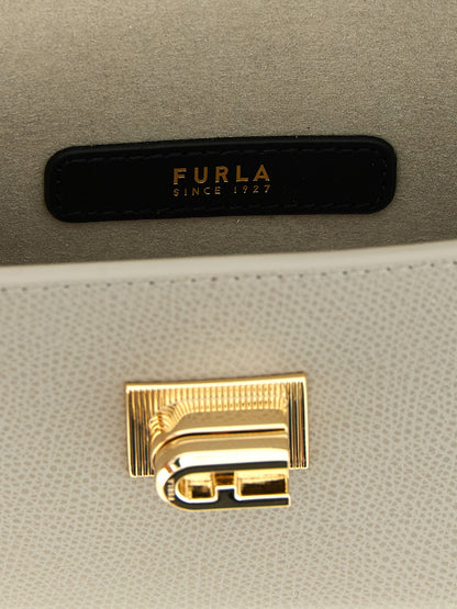 Mini Crossbody Flap Handbag by Furla for women in calfskin leather gray showcases a versatile sophistication silhouette, featuring a secure flap & turn-lock, versatile sophistication , and versatile crossbody-strap for a versatile sophistication finish.