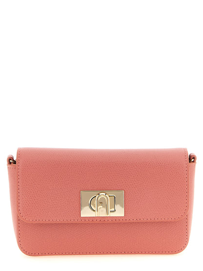 Mini Crossbody Handbag by Furla for women in calfskin leather black, multicolor & pink showcases a versatile sophistication silhouette, featuring a secure clasp, versatile sophistication , and versatile crossbody-strap for a versatile sophistication finish.