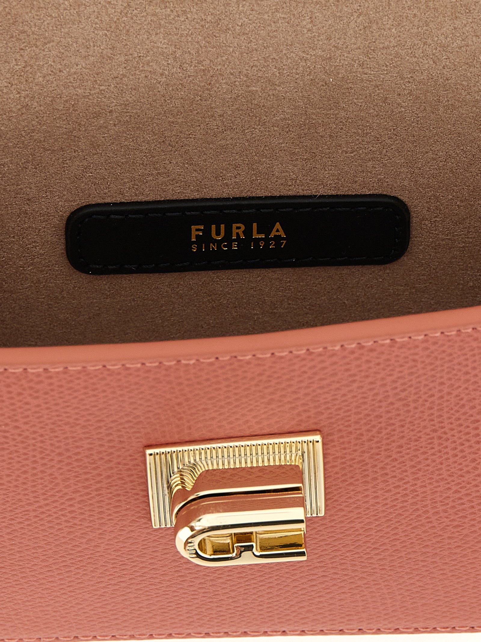 Mini Crossbody Handbag by Furla for women in calfskin leather black, multicolor & pink features an multi-faceted design with a secure clasp, ample , and versatile crossbody-strap for a multi-faceted finish.