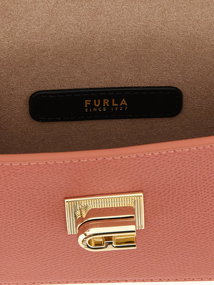 Mini Crossbody Handbag by Furla for women in calfskin leather black, multicolor & pink features an multi-faceted design with a secure clasp, ample , and versatile crossbody-strap for a multi-faceted finish.