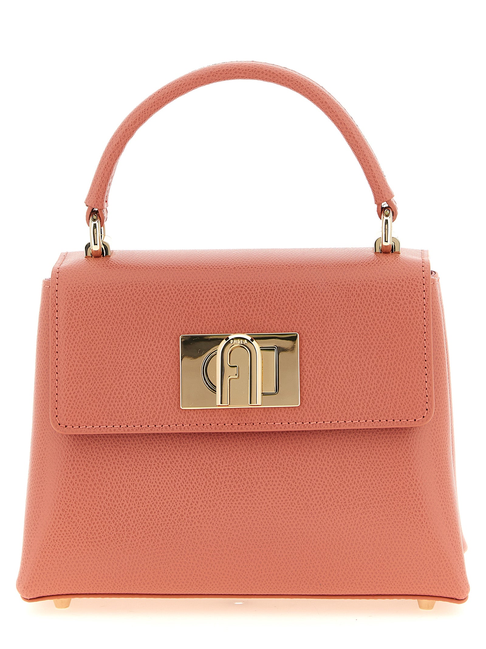 Mini Handbag by Furla for women in calfskin leather gold, multicolor, pink & signature presents a ornamental silhouette, showcasing a secure , ample , and versatile handle & adjustable-strap for a ornamental finish.