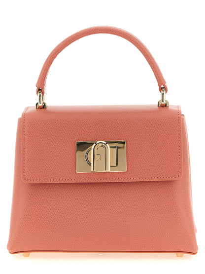 Mini Handbag by Furla for women in calfskin leather gold, multicolor, pink & signature presents a ornamental silhouette, showcasing a secure , ample , and versatile handle & adjustable-strap for a ornamental finish.