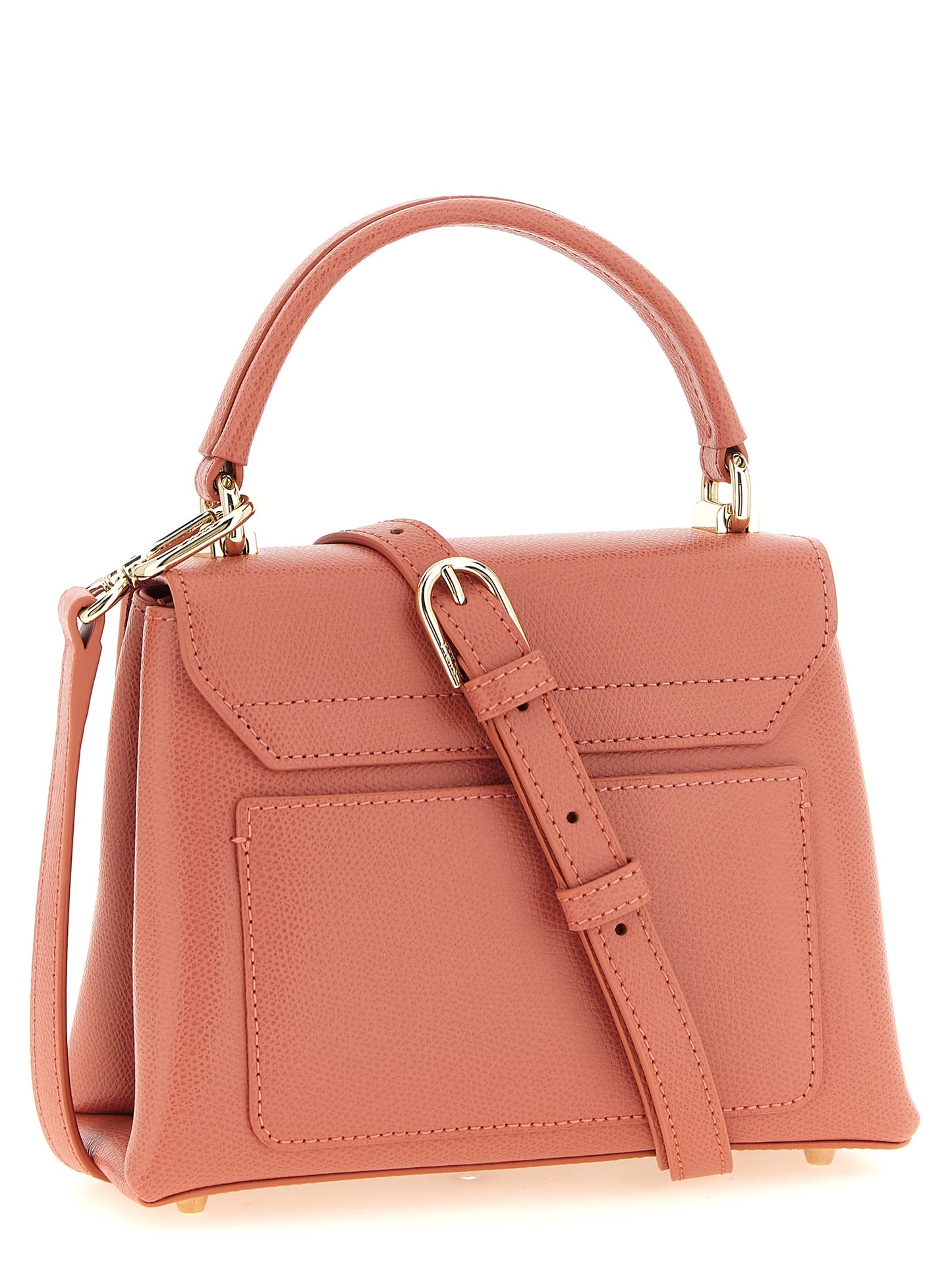 Mini Handbag by Furla for women in calfskin leather gold, multicolor, pink & signature features an refined silhouette, showcasing a secure , ample , and versatile handle & adjustable-strap for a sophisticated refined aesthetic.