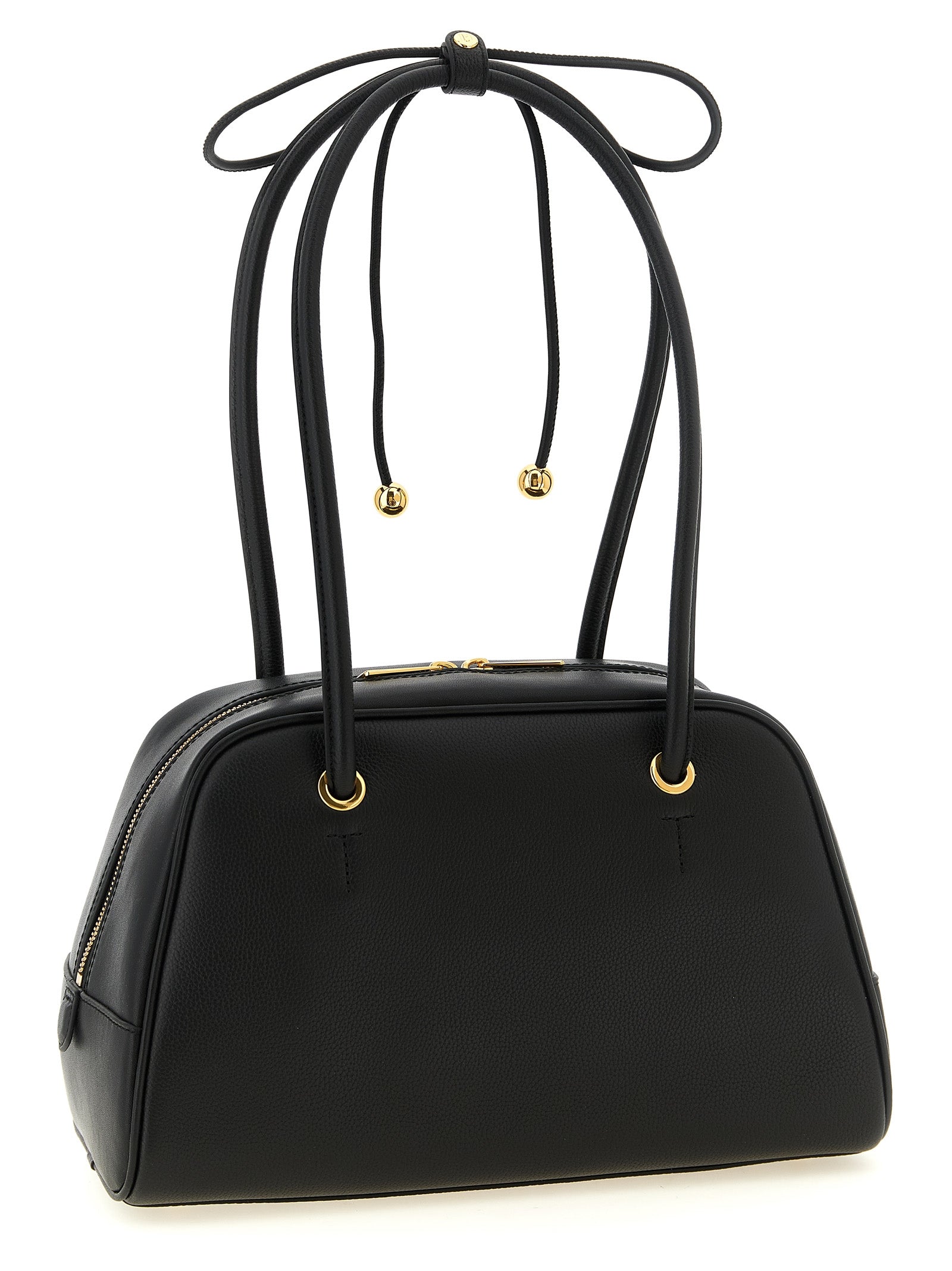 Dome Handbag by Furla for women in calfskin leather black & gold features a refined silhouette, showcasing a secure zipper, organized , and versatile handle for a refined finish.