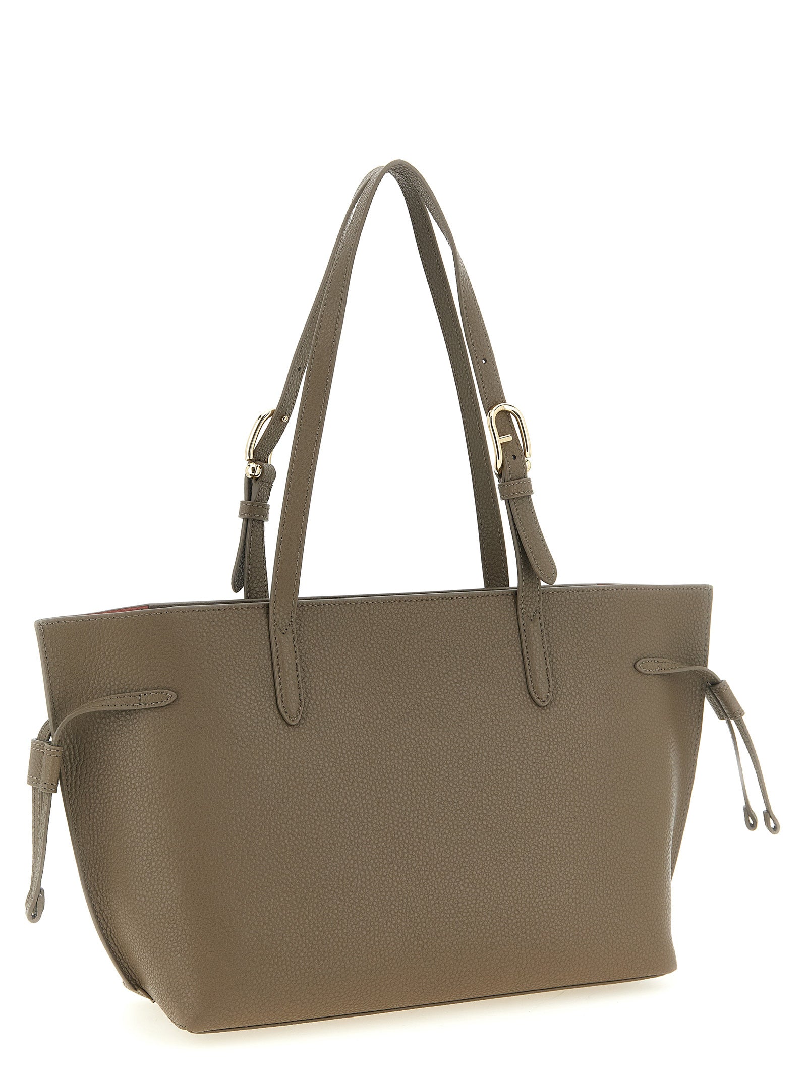 Tote Bag by Furla for women in bos taurus calfskin leather gray, gold & signature showcases a statuesque Ava Bos Taurus Calfskin Leather Tote Bag design, featuring a secure buckle, ample , and versatile adjustable-strap & handle for a statuesque finish.