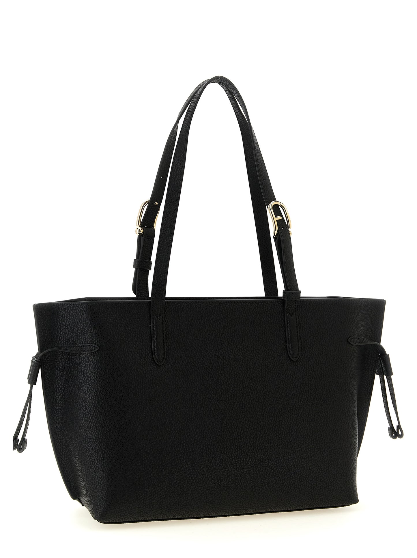 This Tote Bag by Furla for women in calfskin leather black & gold features an jet-set Ava Calfskin Leather Tote Bag design with a secure zipper & buckle, ample , and jet-set adjustable-strap & handle.
