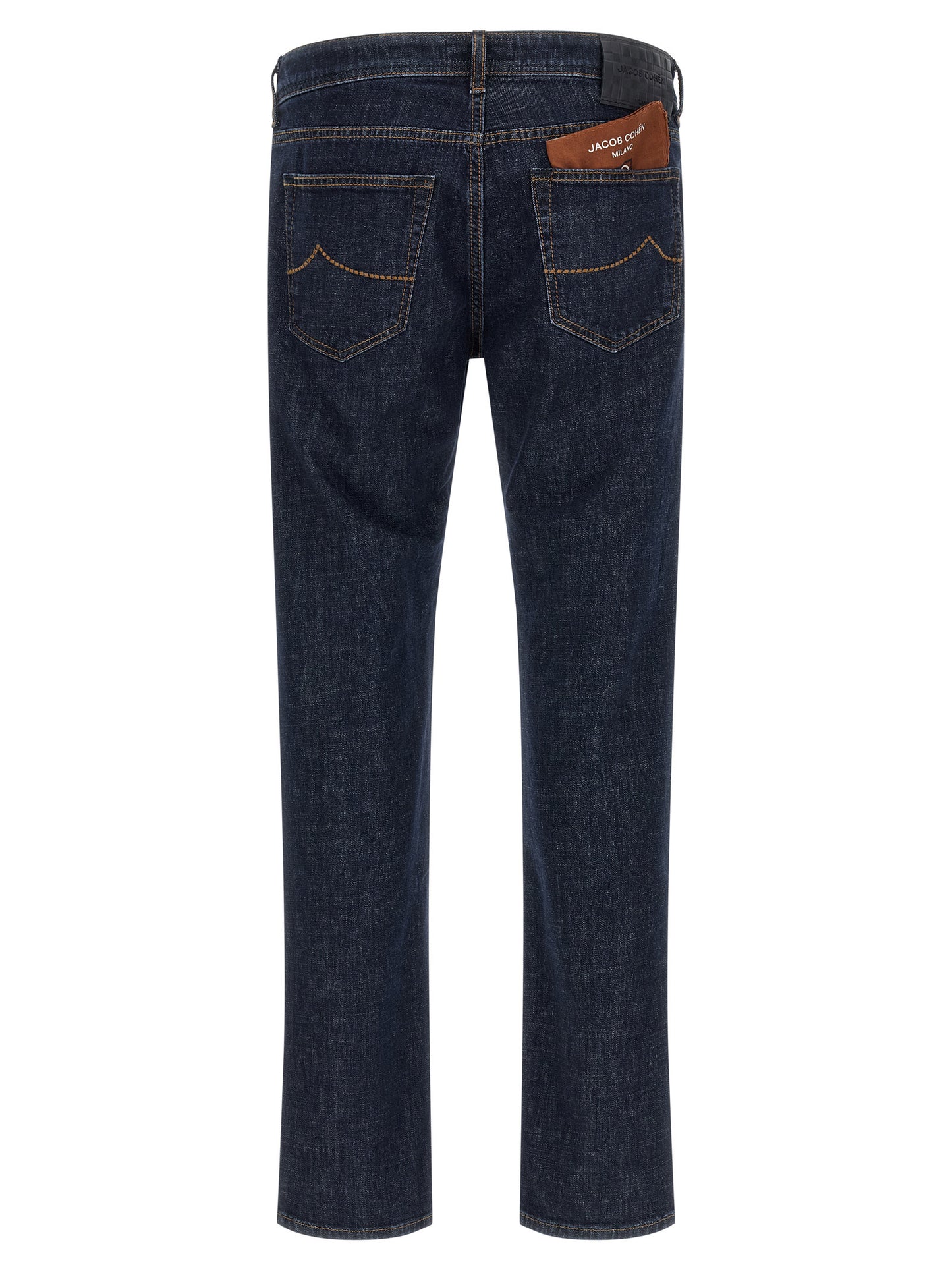 Jeans by Jacob Cohen for men in stretch denim cotton black, blue, indigo & signature features an sartorial slim and long with a cut for a sartorial finish.