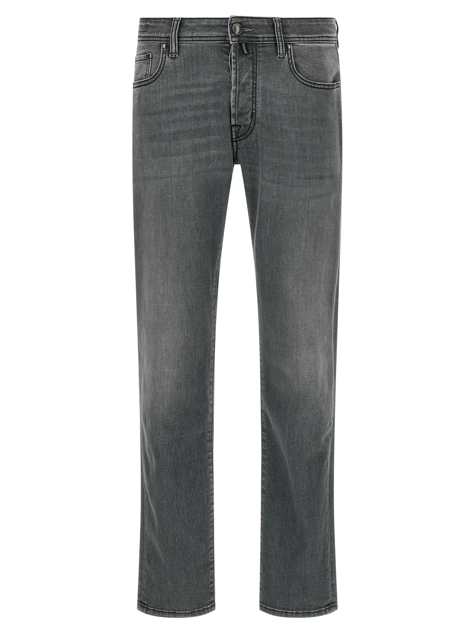 Jeans by Jacob Cohen for men in stretch denim cotton gray & signature presents a refined pantology silhouette, artfully defined by a refined pantology slim, long, and a sophisticated .