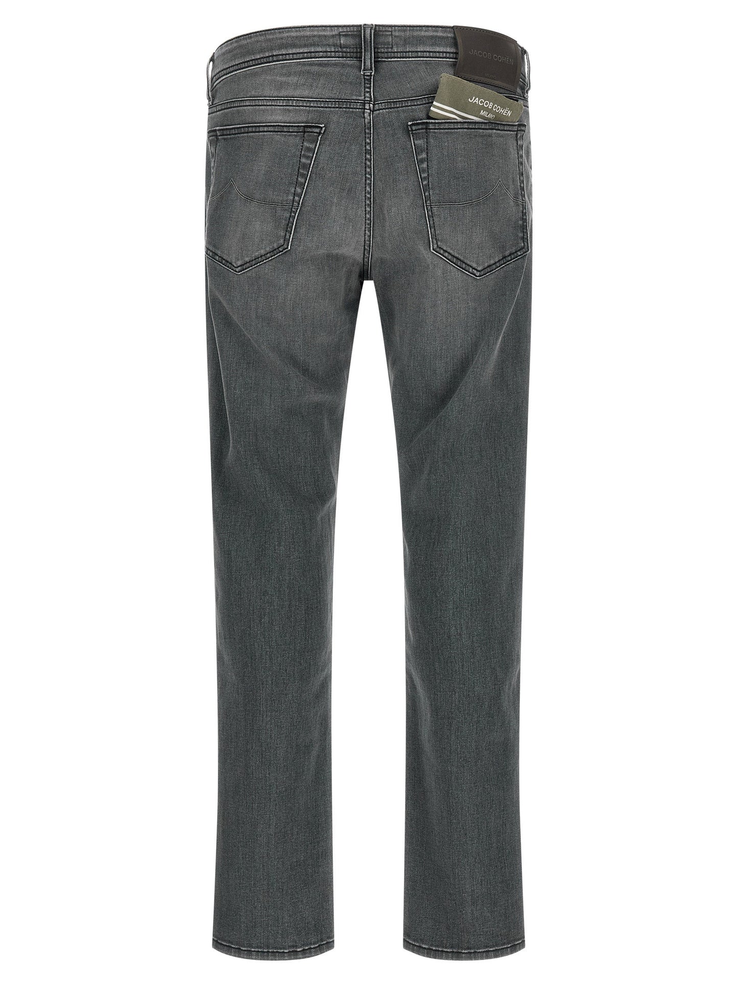 Jeans by Jacob Cohen for men in stretch denim cotton gray & signature features an refined tailoring silhouette, showcasing a premium slim with a and long cut for a refined tailoring look.