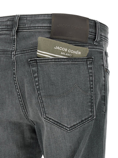 Jeans by Jacob Cohen for men in stretch denim cotton gray & signature features a refined silhouette with a refined slim, defined by a and a refined long for a refined finish.