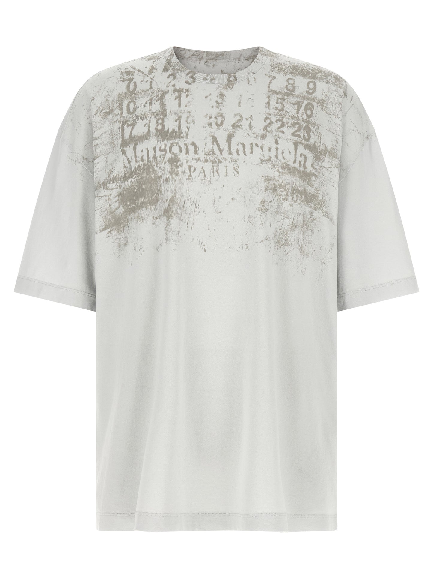 T-Shirt by Maison Margiela for men in cotton gray, signature & print showcases a chic silhouette, artfully detailed with a chic and for a chic finish.