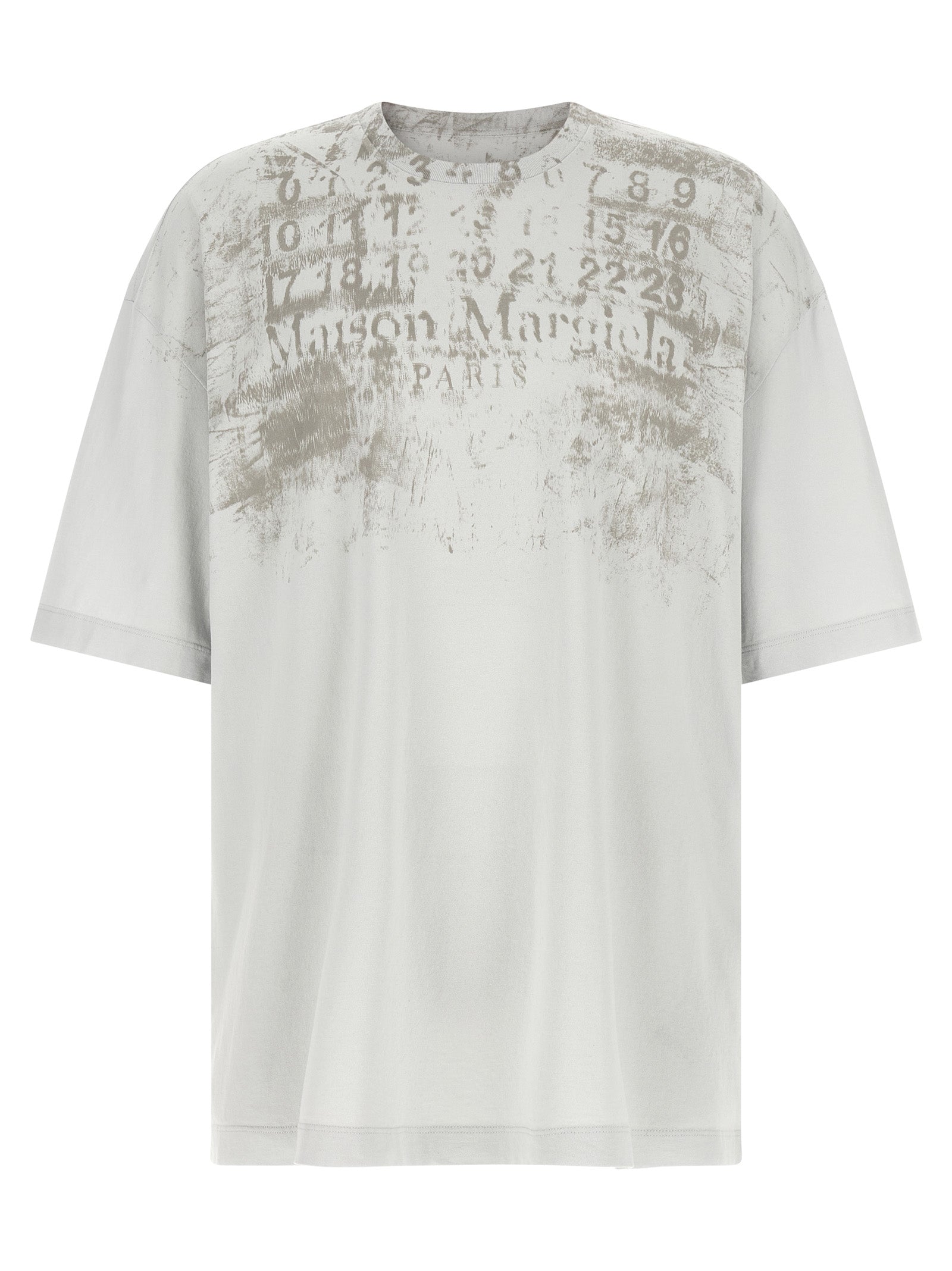 T-Shirt by Maison Margiela for men in cotton gray, signature & print showcases a chic silhouette, artfully detailed with a chic and for a chic finish.