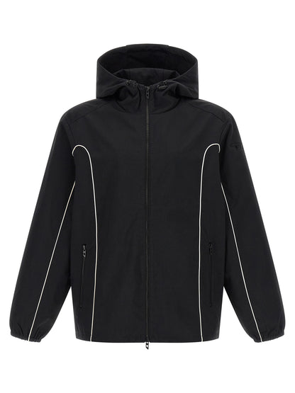 Hooded Windbreaker Jacket by Diesel for men in polyamide black features an magnificent silhouette, showcasing the sophisticated hooded neckline and functional pockets, hooded & windproof for a premium, magnificent look.