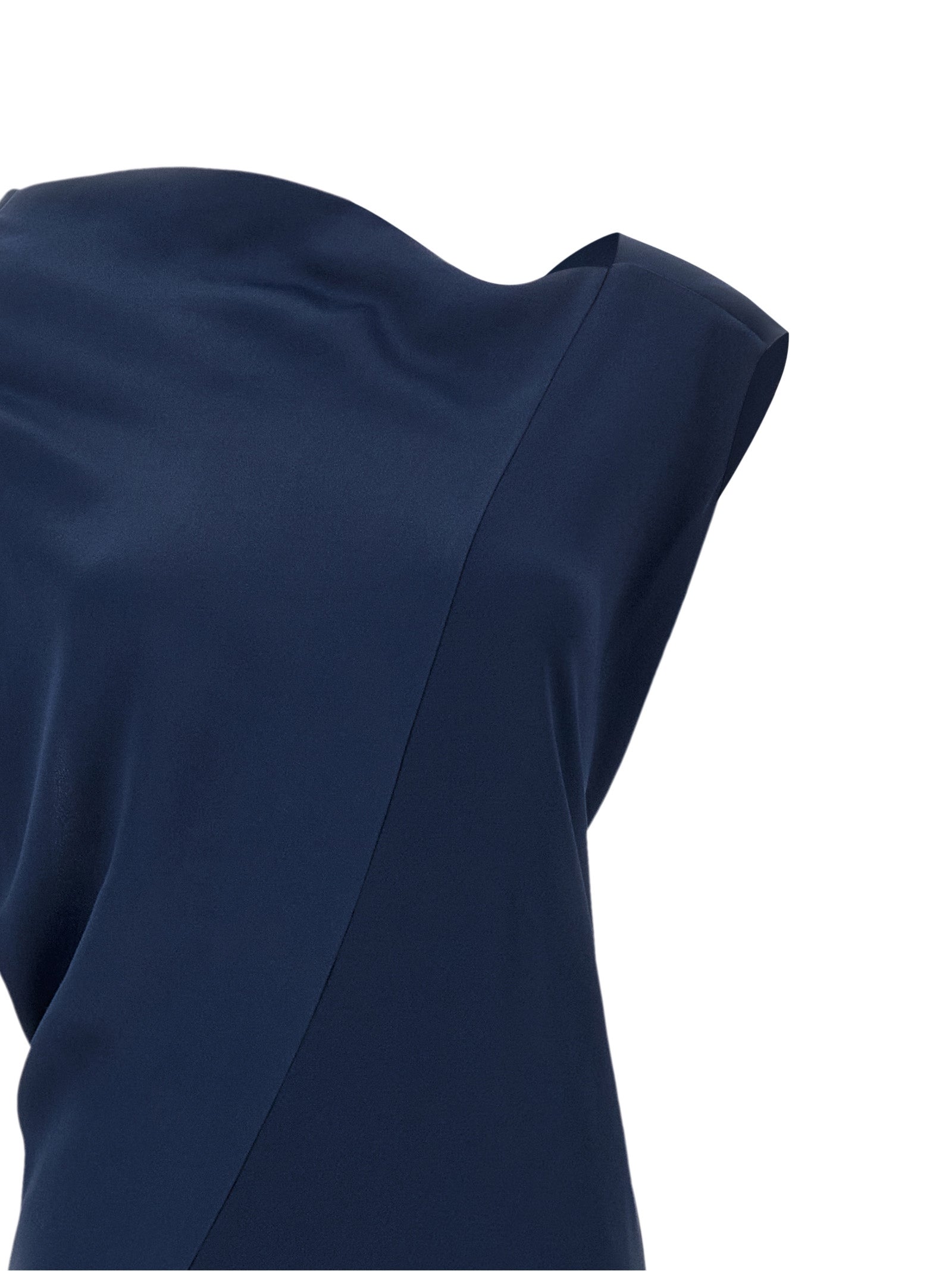 Dress by Alberta Ferretti for women in viscose navy presents a sinuous silhouette, showcasing a sophisticated and detailed with a sinuous long for a refined finish.