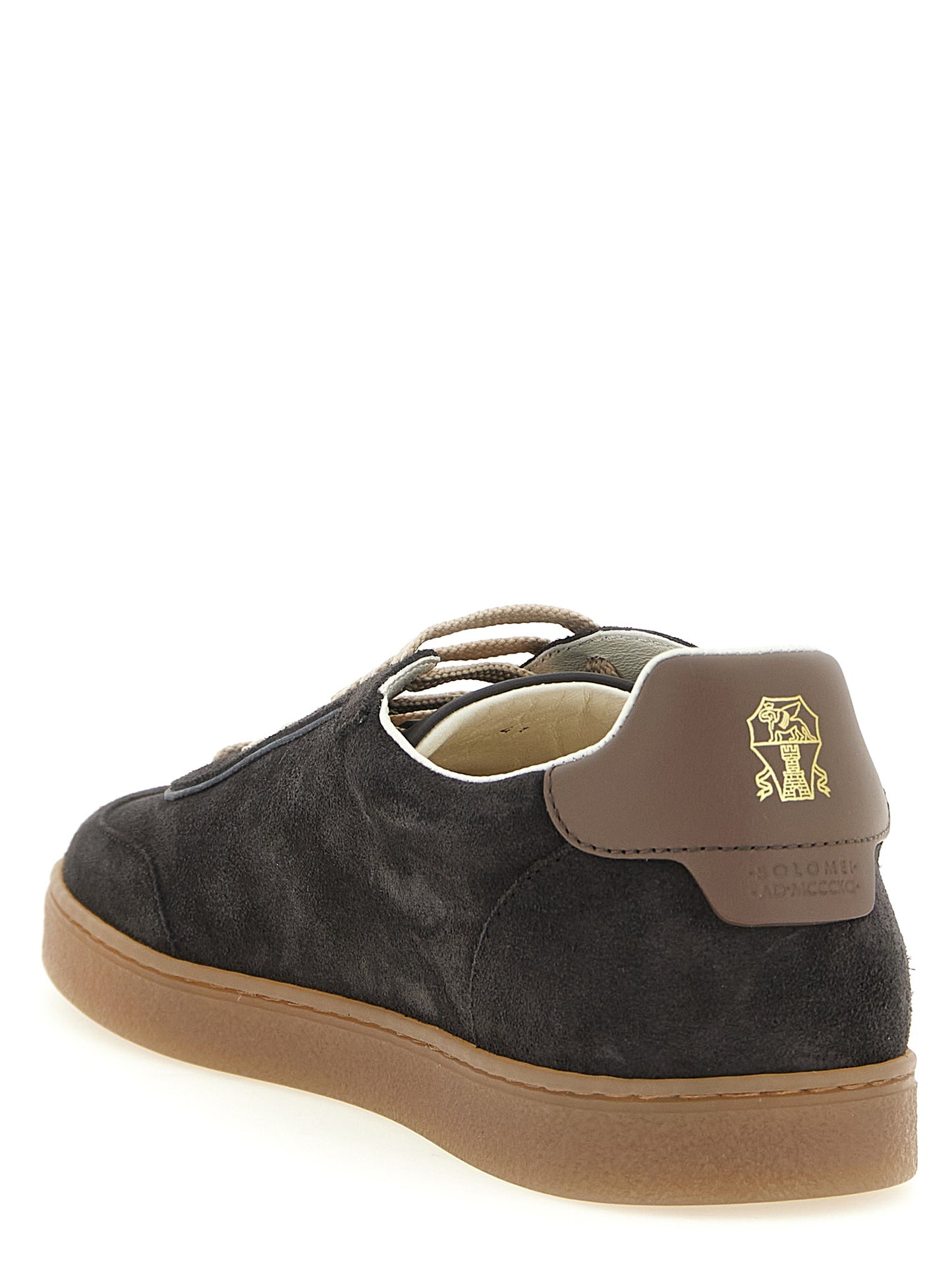 Sneakers by Brunello Cucinelli for men in bos taurus suede calfskin leather gray features a chic design, perfectly showcasing the chic low-top style of this Men's Low Top Bos Taurus Suede Calfskin Leather Sneakers.