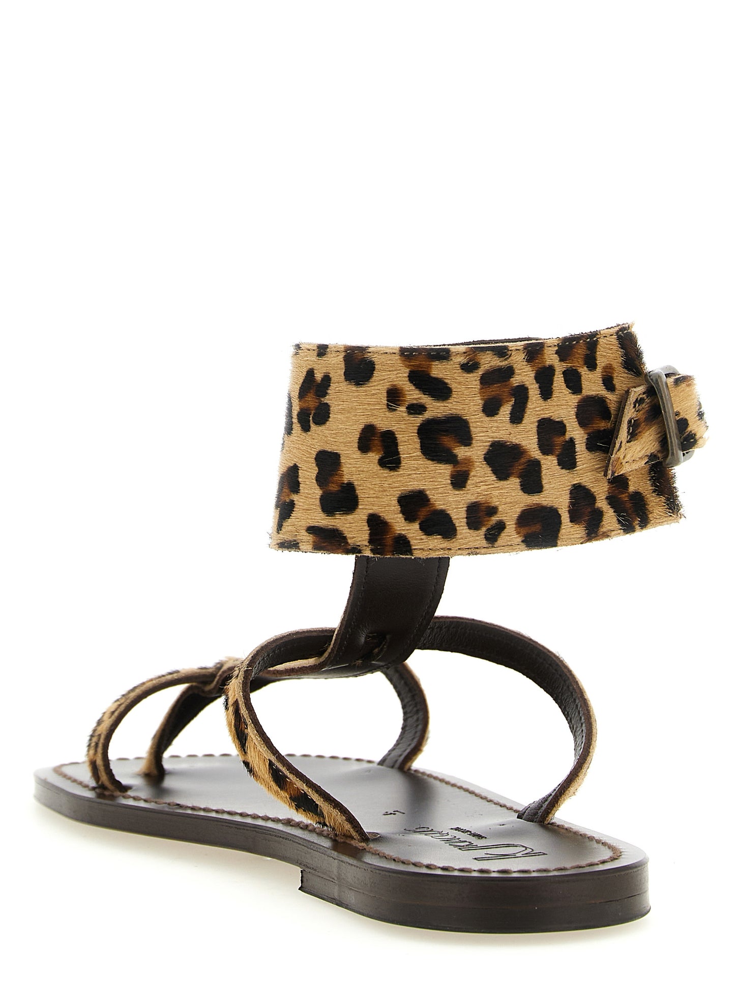 Flat Sandals by K.JACQUES SAINT TROPEZ for women in bos taurus cowhide leather brown, leopard-print & print features an architectural design from the Women's Bos Taurus Cowhide Leather Flat Sandals collection, defined by a architectural flat and for a architectural finish.