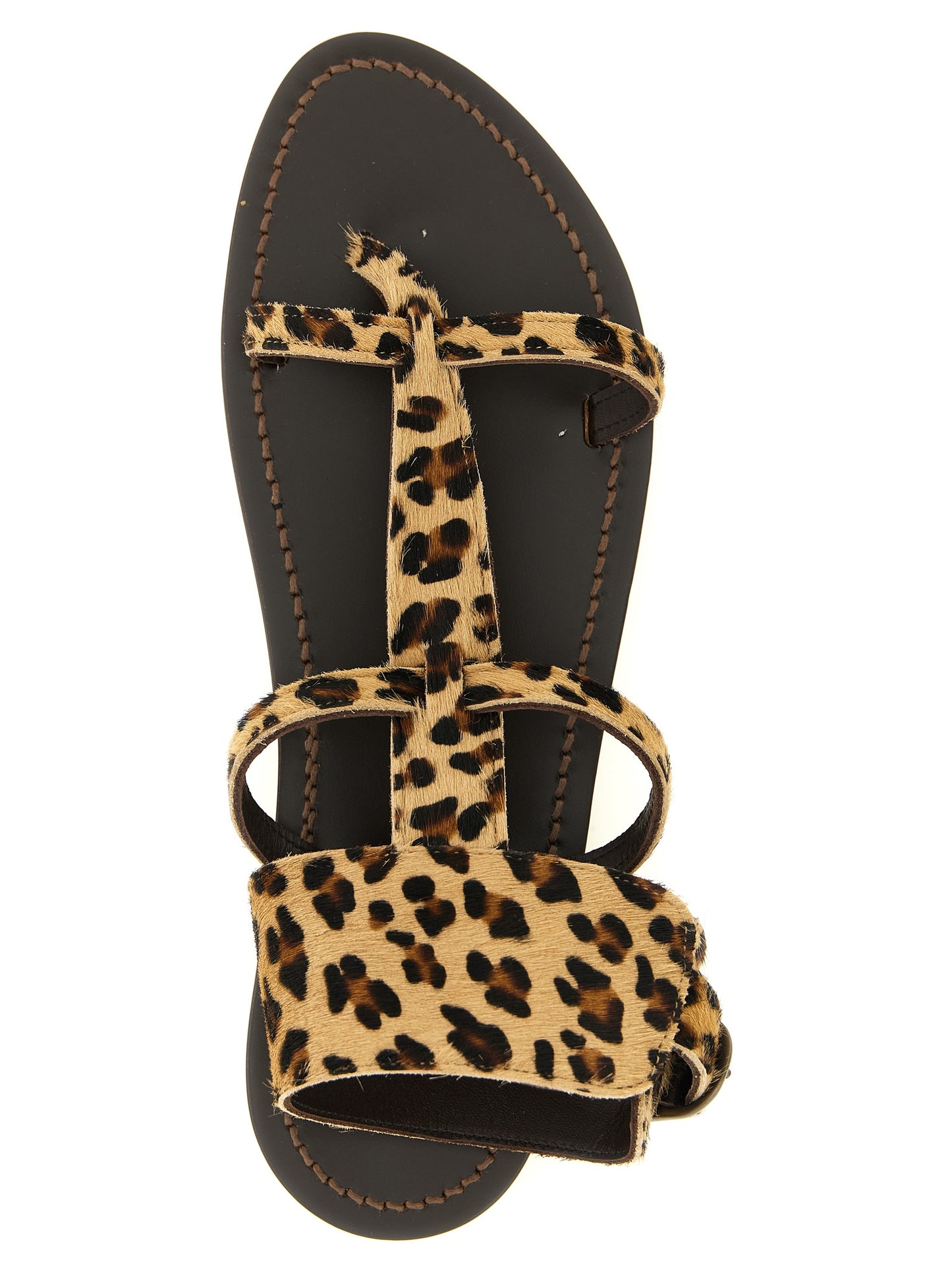 Flat Sandals by K.JACQUES SAINT TROPEZ for women in bos taurus cowhide leather brown, leopard-print & print features an statuesque Women's Bos Taurus Cowhide Leather Flat Sandals silhouette with a refined flat and elegant .