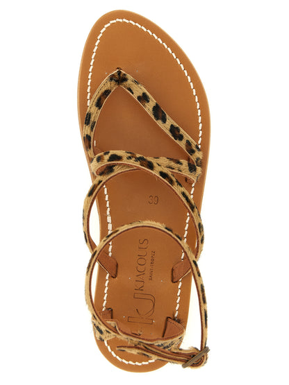 Flat Ankle Strap Sandals by K.JACQUES SAINT TROPEZ for women in bos taurus cowhide leather & fur brown, natural, leopard-print & print features an architectural design from the Women's Bos Taurus Cowhide Leather & Fur Flat Ankle Strap Sandals collection, defined by a architectural flat and for a architectural finish.