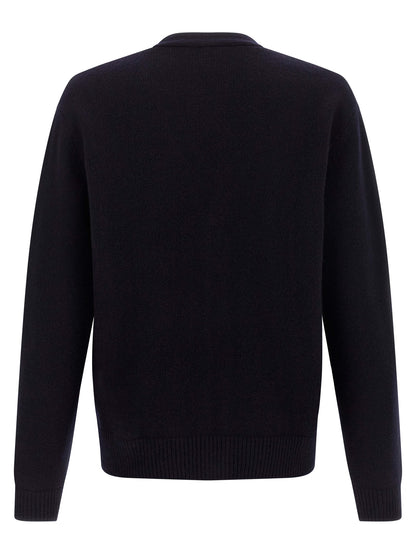 Cardigan by A.P.C. for men in wool blue features a nuanced silhouette with a refined v-neck neckline and nuanced detailing for a sophisticated look.