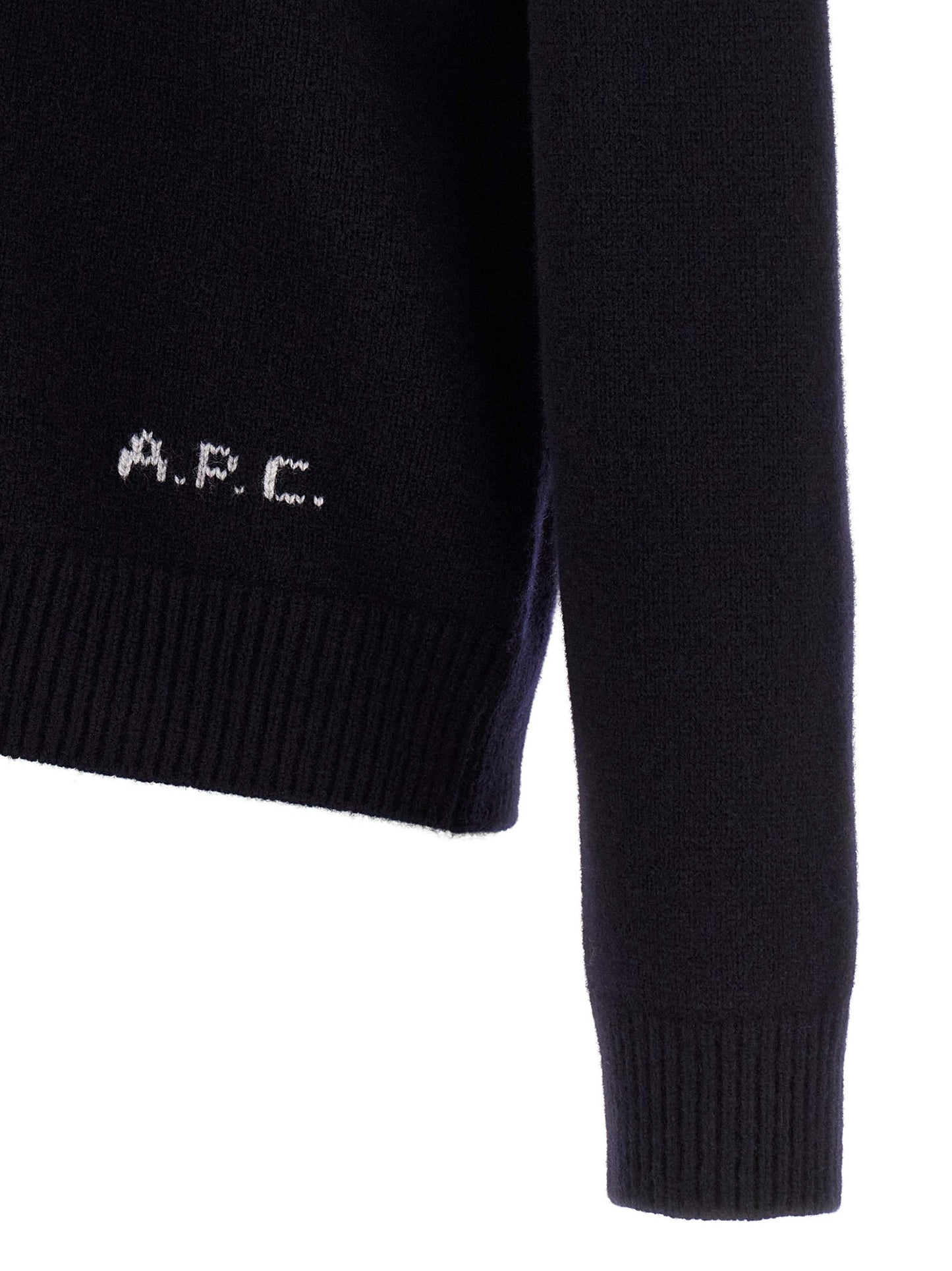 Cardigan by A.P.C. for men in wool blue features an impeccable silhouette, showcasing a sophisticated and detail for a truly impeccable finish.