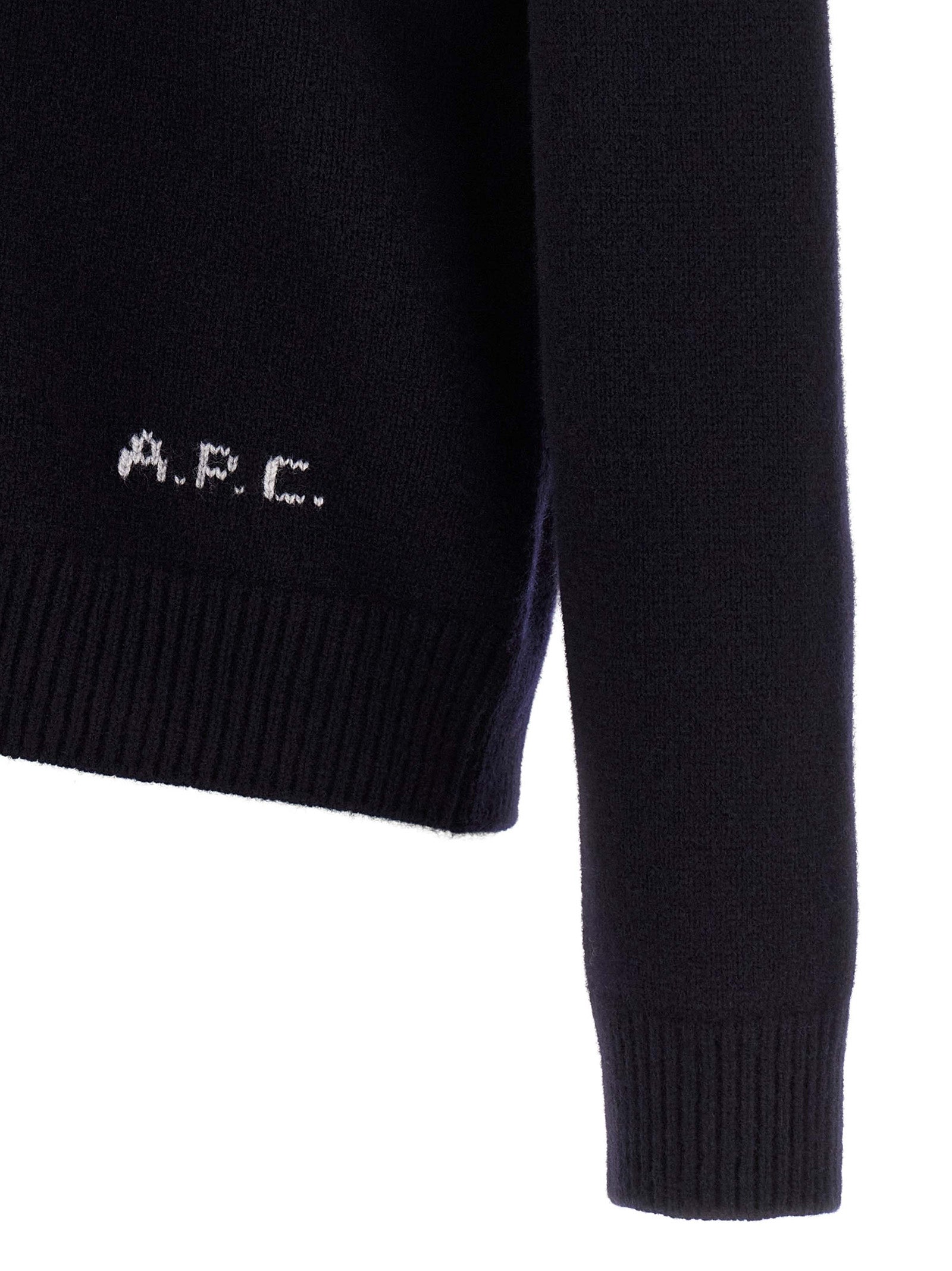 Cardigan by A.P.C. for men in wool blue features an impeccable silhouette, showcasing a sophisticated and detail for a truly impeccable finish.