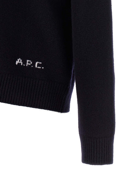 Cardigan by A.P.C. for men in wool blue features an impeccable silhouette, showcasing a sophisticated and detail for a truly impeccable finish.