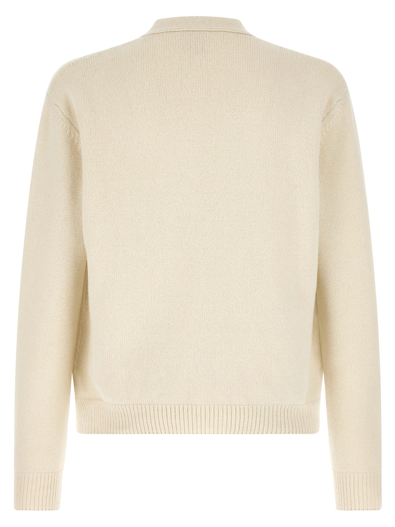 Cardigan by A.P.C. for men in wool white & patterned features an crisp silhouette, showcasing a sophisticated v-neck neckline and detail for a truly crisp finish.