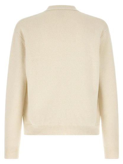 Cardigan by A.P.C. for men in wool white & patterned features an crisp silhouette, showcasing a sophisticated v-neck neckline and detail for a truly crisp finish.