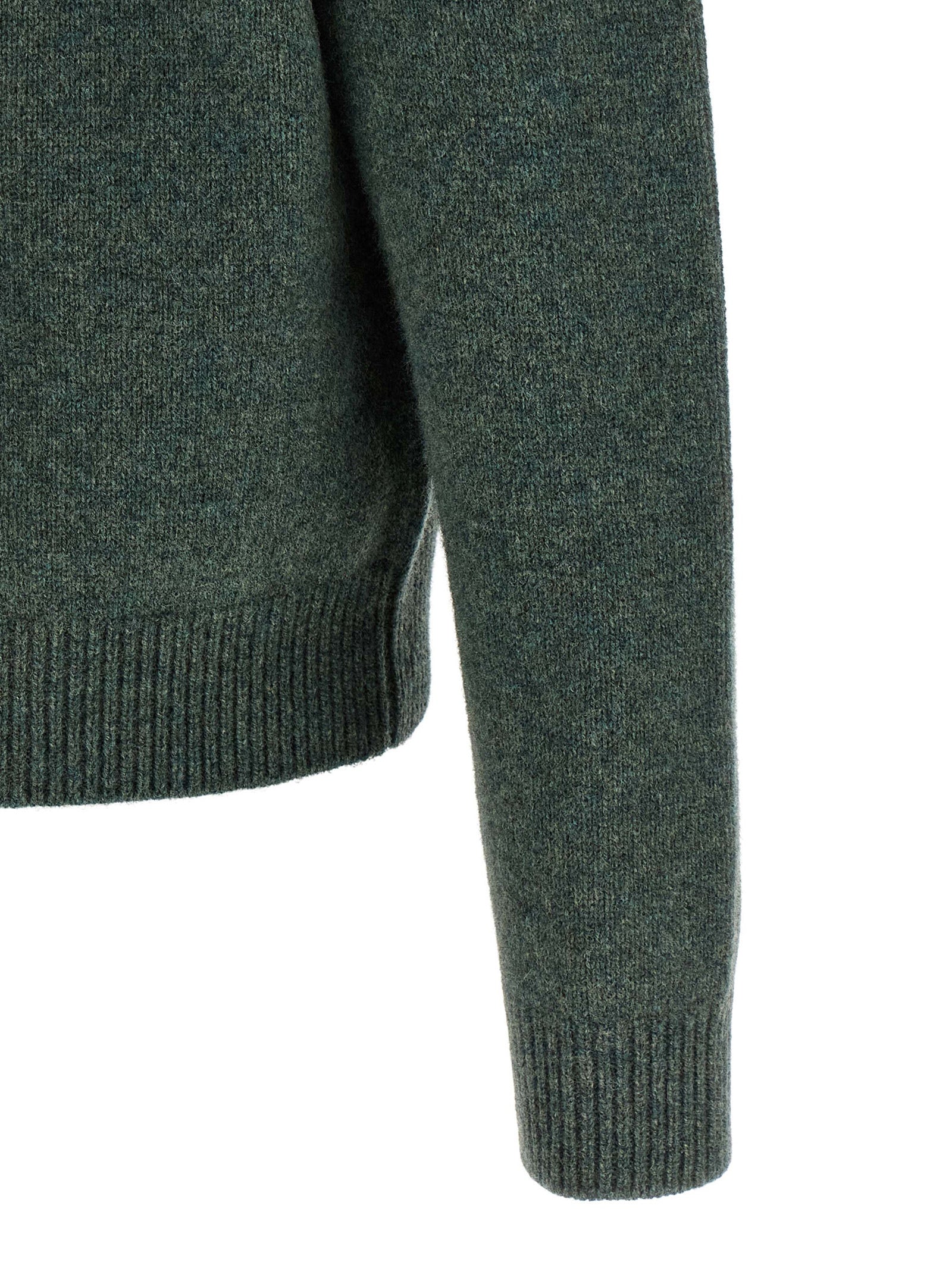 Cardigan by A.P.C. for men in wool bicolour, green & jacquard features a nuanced silhouette with a refined and nuanced detailing for a sophisticated look.