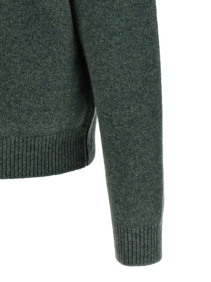 Cardigan by A.P.C. for men in wool bicolour, green & jacquard features a nuanced silhouette with a refined and nuanced detailing for a sophisticated look.