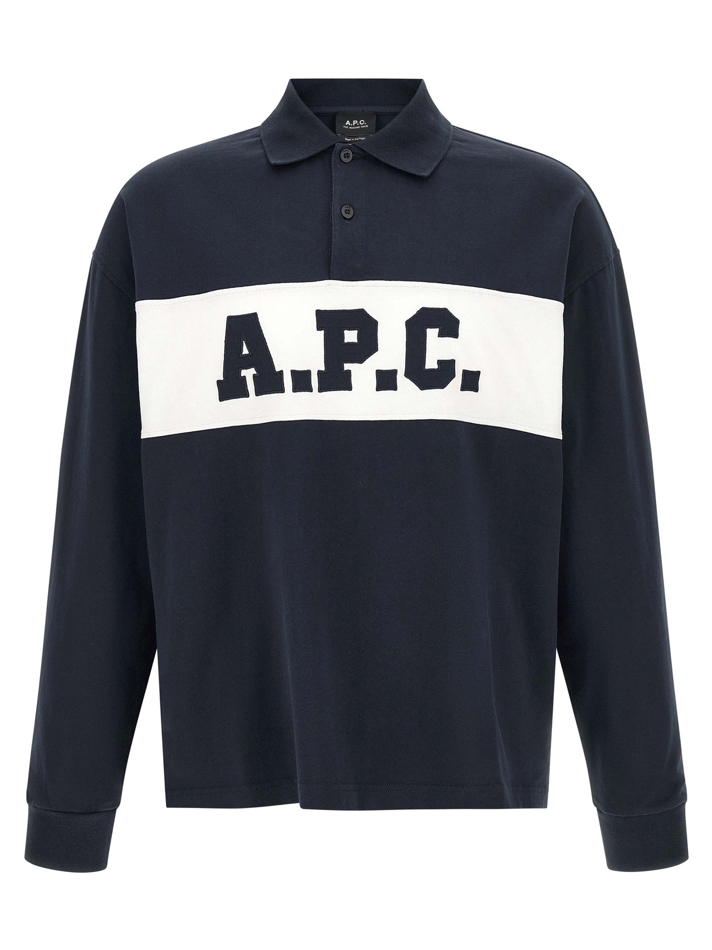 Polo Shirt by A.P.C. for men in organic cotton blue presents a sleek silhouette, featuring a refined and for a sleek finish.