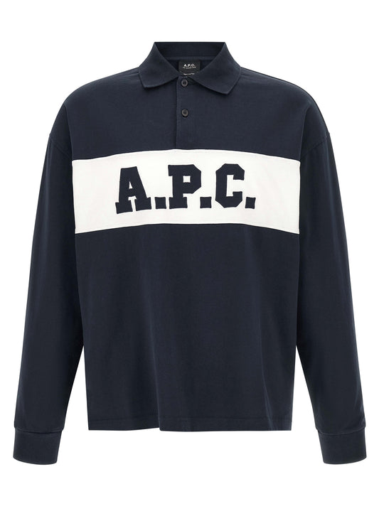 Polo Shirt by A.P.C. for men in organic cotton blue presents a sleek silhouette, featuring a refined and for a sleek finish.
