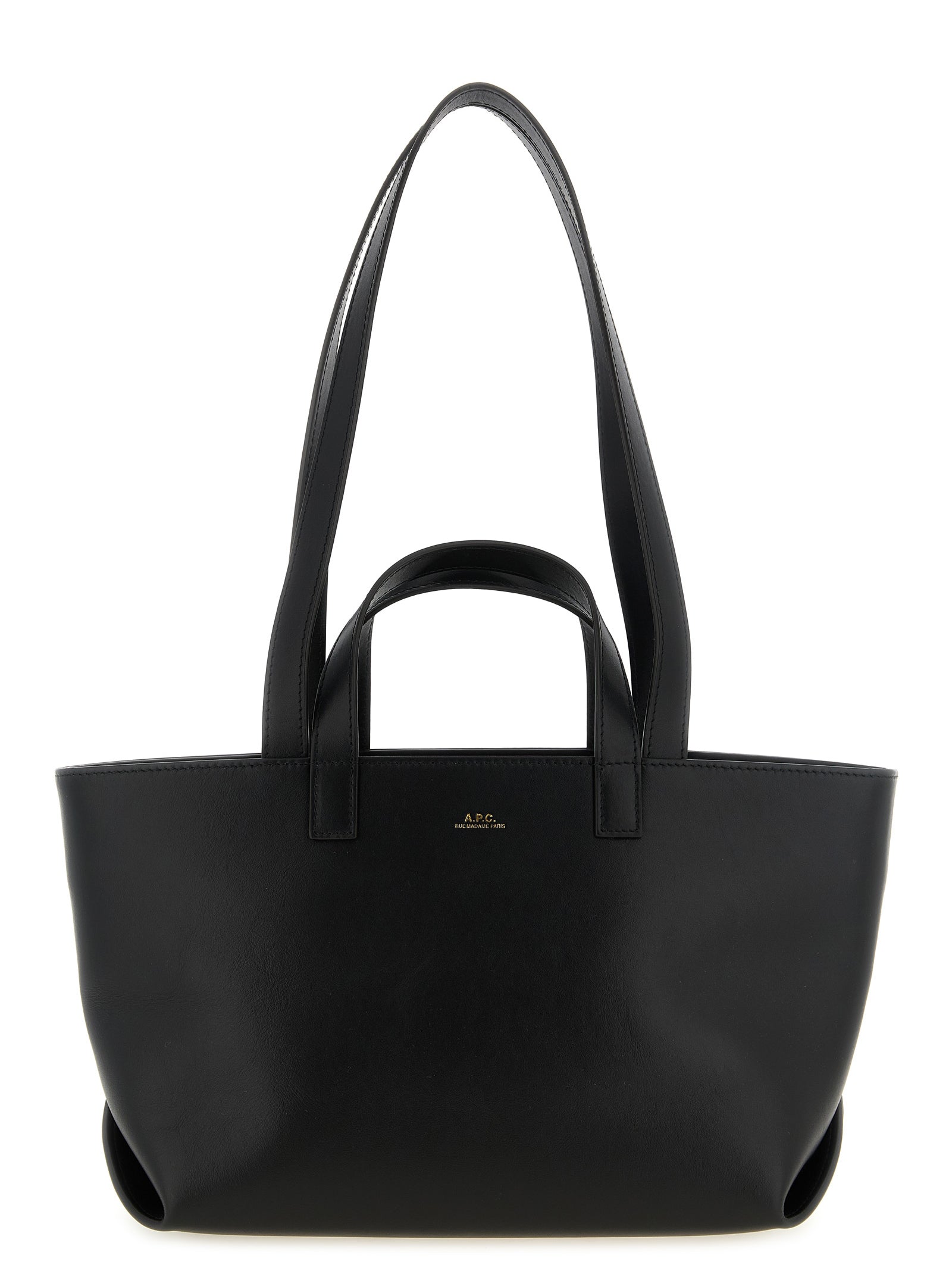 Small Shopper Tote Clutch Bag by A.P.C. for women in cotton polyester canvas black & gold features a jet-set Le Drummer Cotton Polyester Canvas Small Shopper Tote Clutch Bag design, complete with a secure zipper, ample , and versatile handle for a jet-set look.