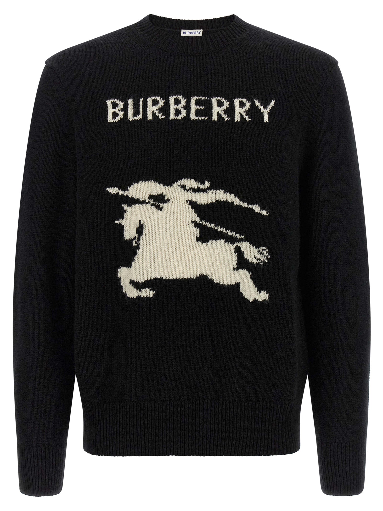 Cardigan by Burberry for men in cashmere black & patterned features an crisp silhouette, showcasing a sophisticated crew neckline and long-sleeve detail for a truly crisp finish.